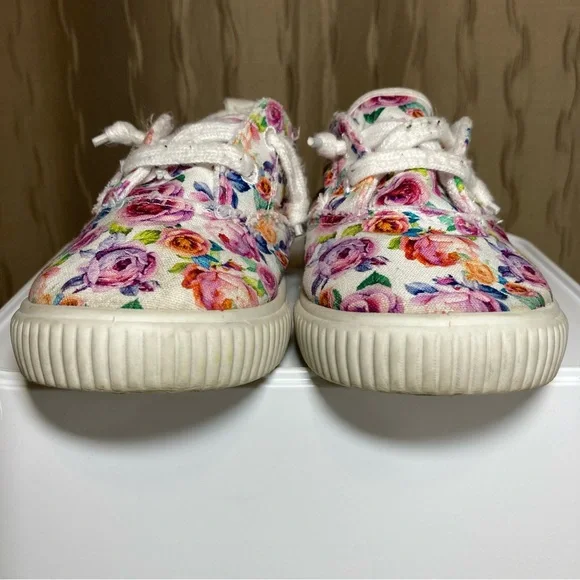 Blowfish Kid's Toddler 10 Classic Canvas White Pink Purple Floral Lined Shoes - Picture 6 of 14